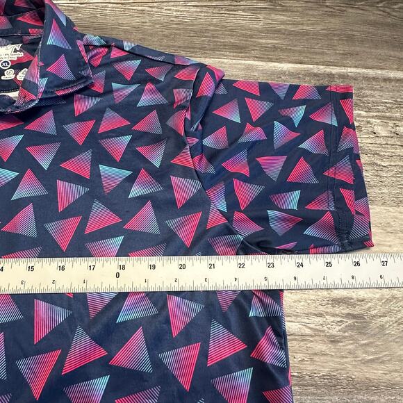 Tailor Byrd Navy Bue Purple Men XL Geometric Patterned Golf Polo Shirt Wicking - Picture 6 of 10